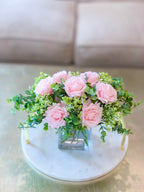 Pink/Blush Centerpiece-Rose Real Touch Flower Arrangement-Silk Flower Arrangement-Rose Centerpiece Home Decor-Floral Arrangement - Flovery