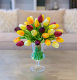 Tulips Real Touch Centerpiece for Dining Table-Tulip Arrangement- Faux Arrangement-Tulip Real Touch Arrangement - Flovery