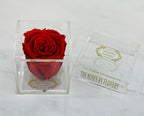 Elegant premium Ecuador preserved rose in clear acrylic cube - Flovery