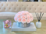 28 Pink Real Touch Rose Arrangement-Real Touch Centerpiece-Artificial Flower Arrangement-Faux Floral Arrangement-Rose Centerpiece-Blush Rose - Flovery