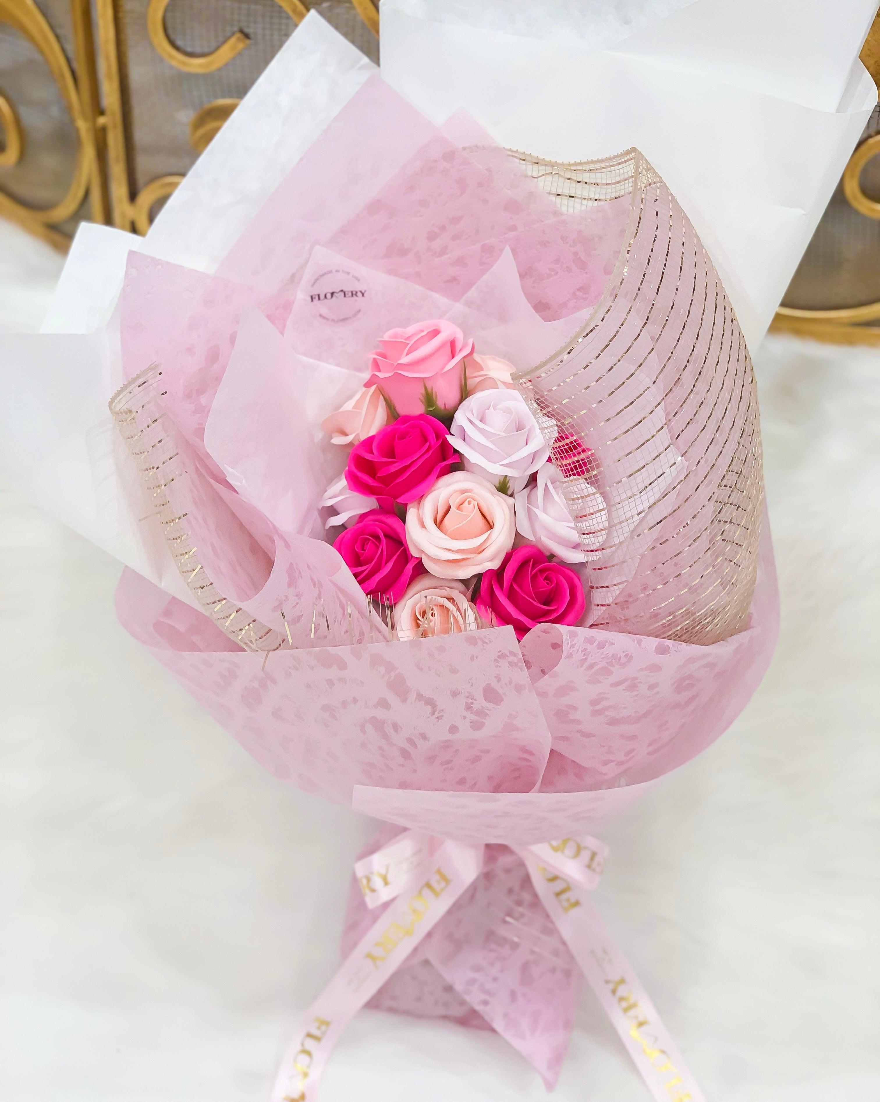 Flovery’s Scented Soap Roses Limited Handcrafted Bouquet - Flovery Main image
