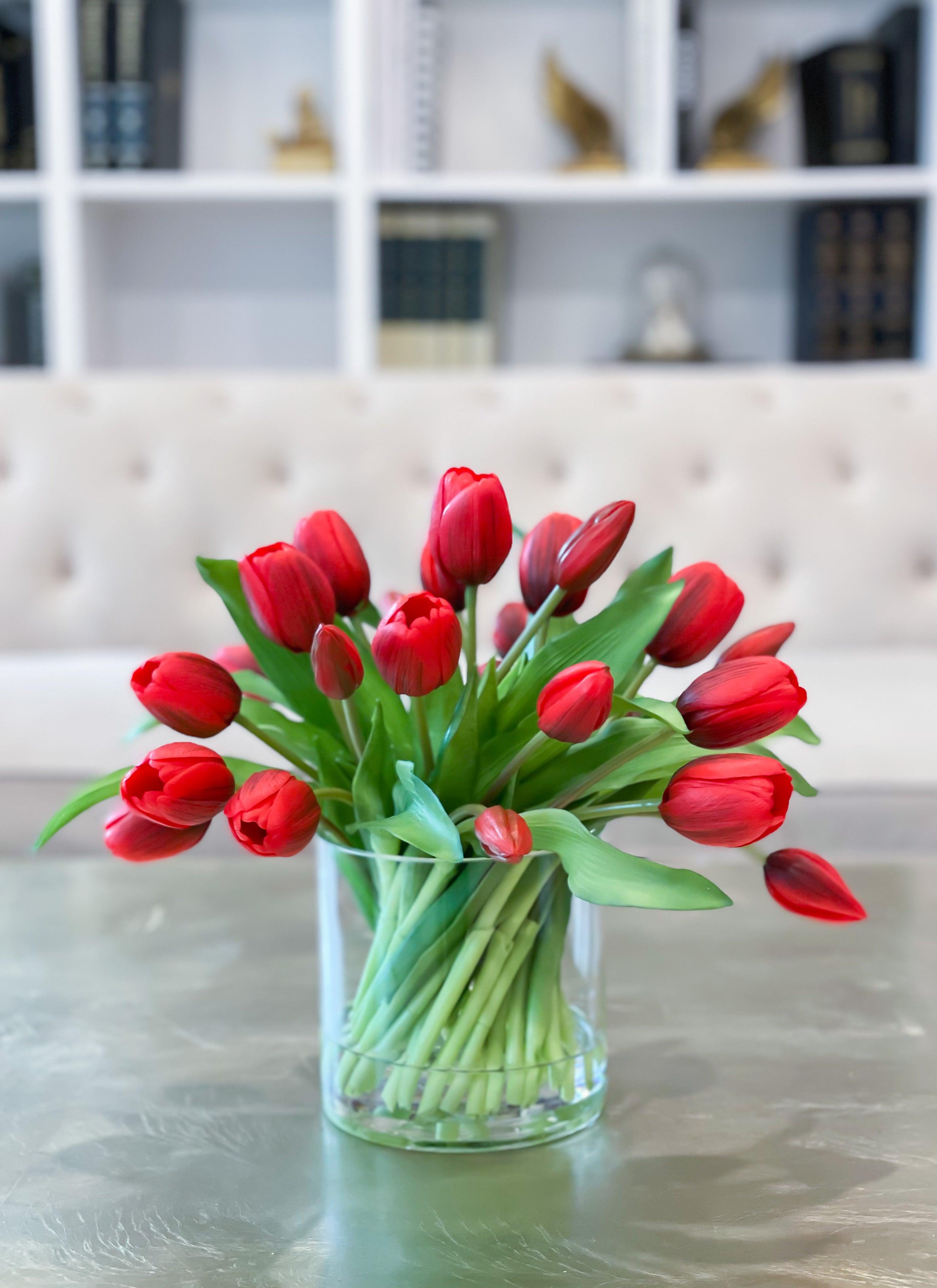 Real Touch Tulip Field Arrangement - Flovery