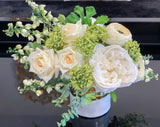 Pure Love Arrangement - Flovery Finest Real Touch Flower In Elegant Glossy Ceramic White Gold Vase - Flovery