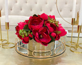 Magnolia Centerpiece in Cylinder Gold Vase - Flovery