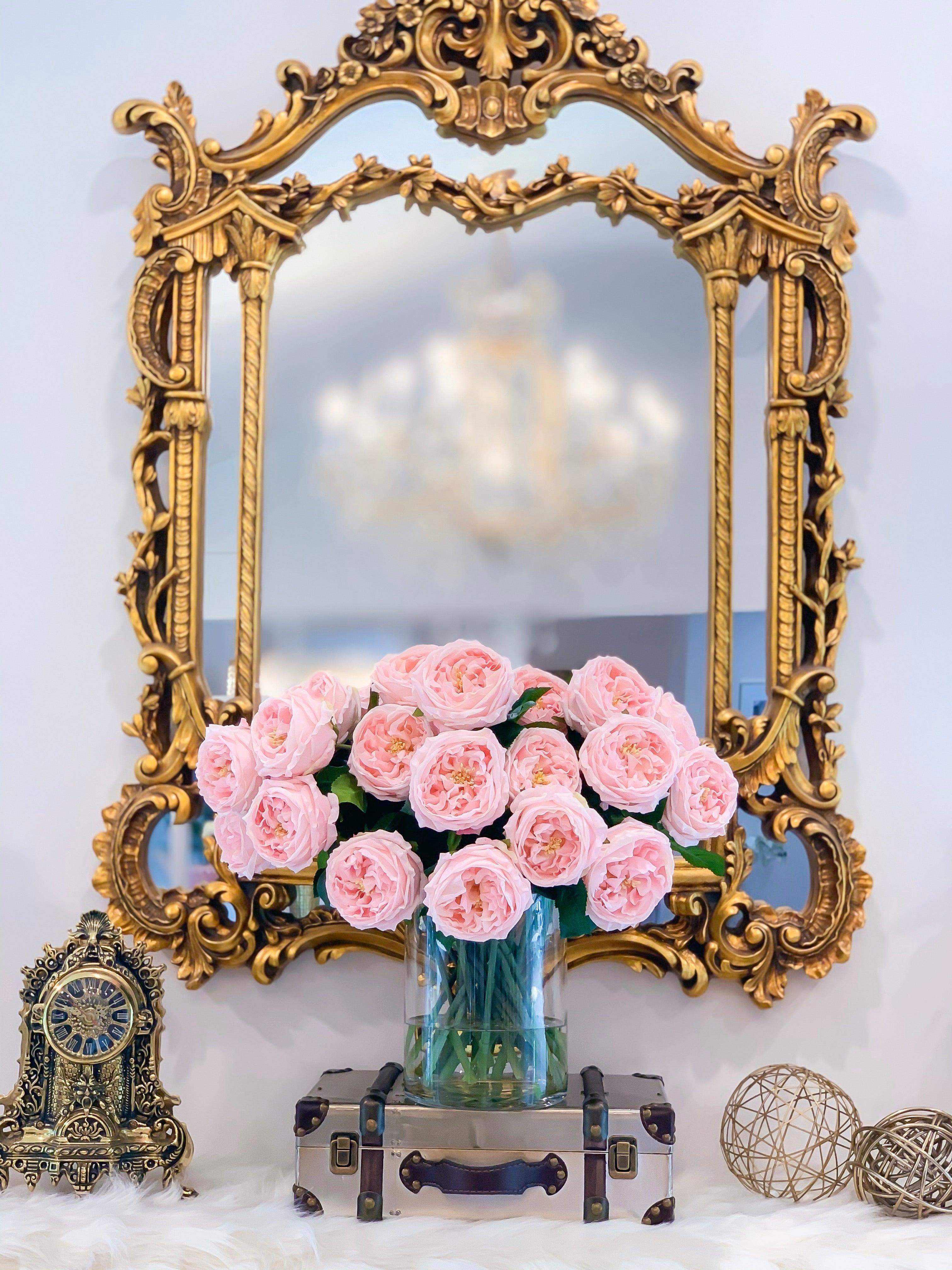 18" Large Real Touch Centerpiece-Pink Centerpiece-Dinning Room Centerpiece -Artificial Flower-Faux Floral Arrangement-Large Size Austin Rose - Flovery