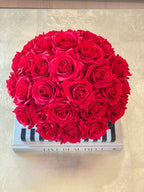 Dome Shape Real Touch Roses Arrangement in Silver Vase - Flovery