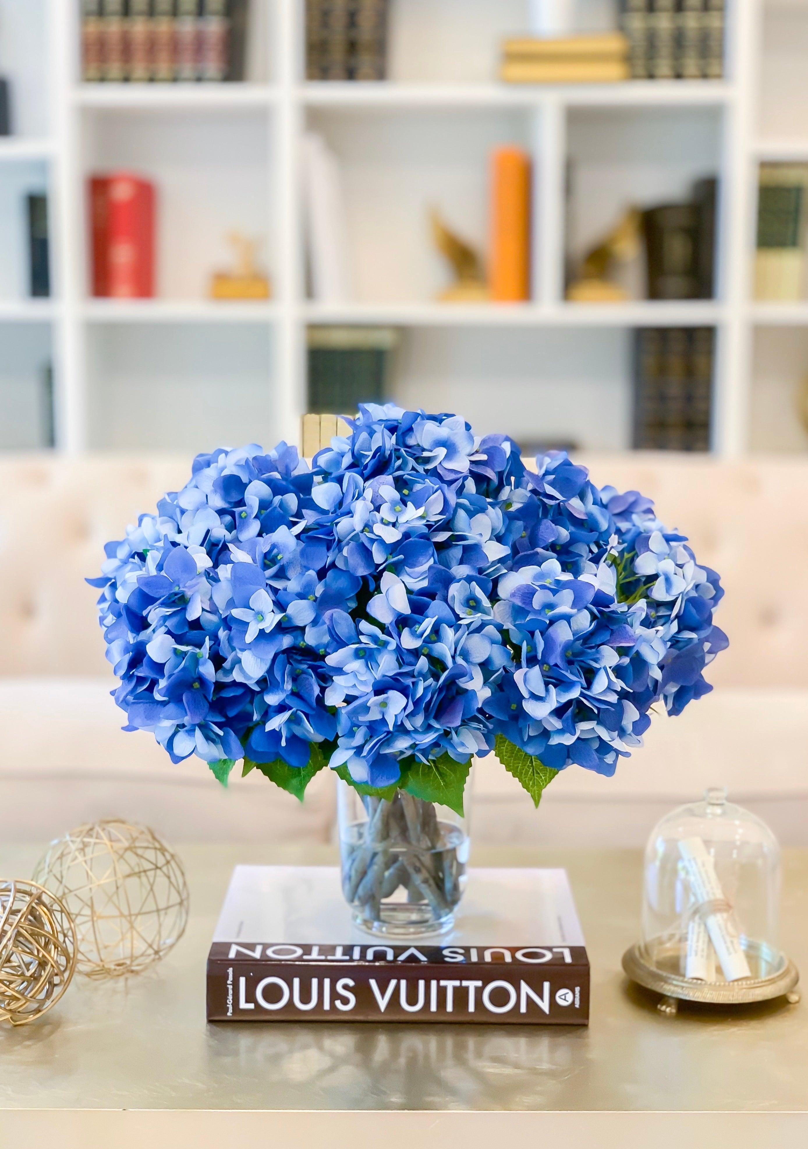 Large 20" Real Touch Blue Hydrangea Arrangement-Flower Hydrangea Arrangement-Modern Farmhouse Arrangement-Rustic Style Arrangement - Flovery