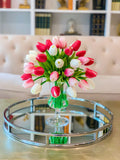 Real Touch Tulips Centerpiece Footed Vase - Flovery