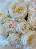 Large REAL TOUCH Rose Centerpiece Gold-Cream/Ivory Rose Arrangement English Roses-Large Floral Arrangement-Large Table Centerpiece - Flovery