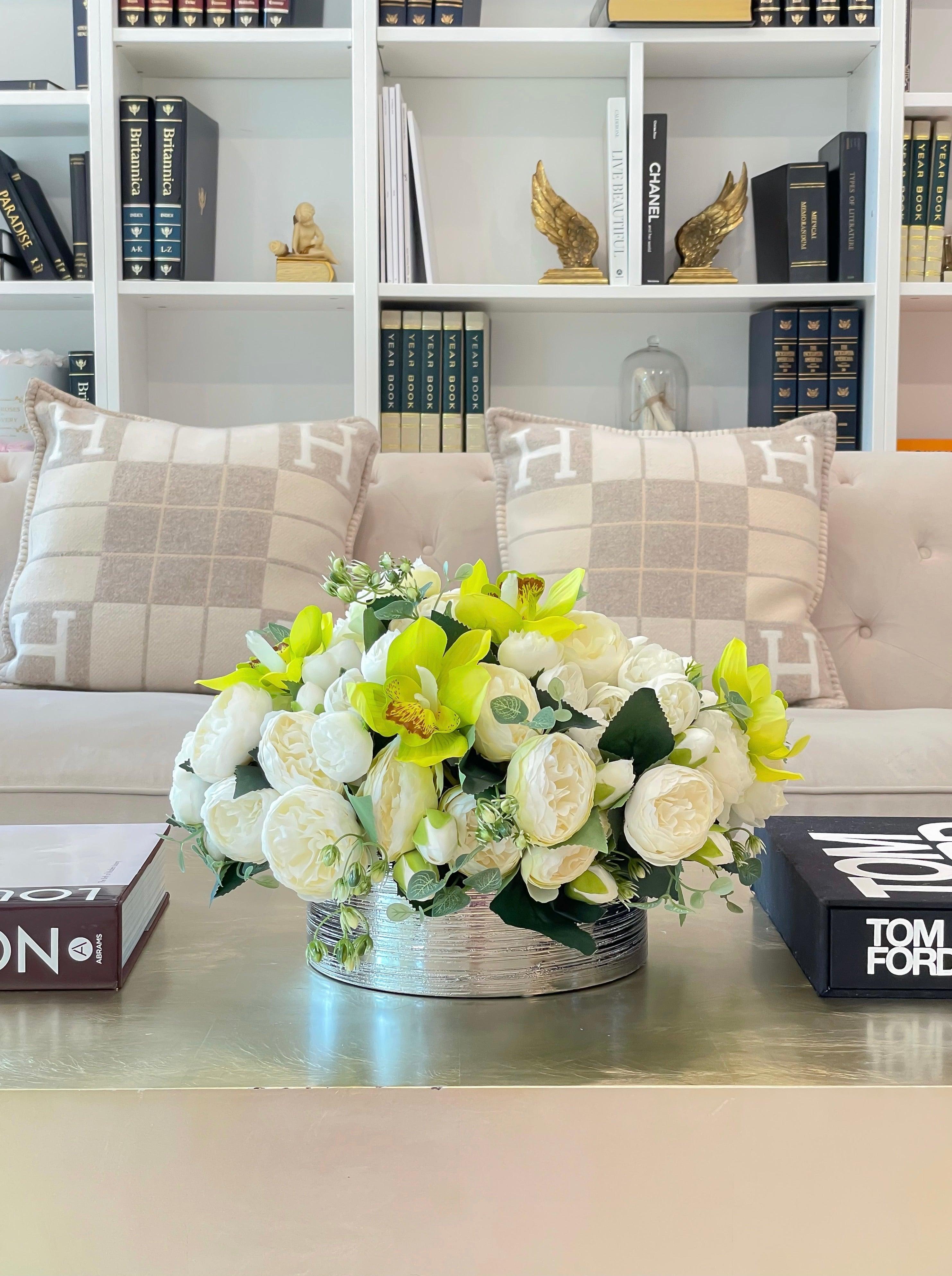 White Silk Peony Arrangement Secondary image