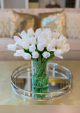 Large White Real Touch Tulip Arrangement-40 Tulips Centerpiece-Real Touch Flower Arrangement-Silk Flower Arrangement-Home Decor Arrangement - Flovery