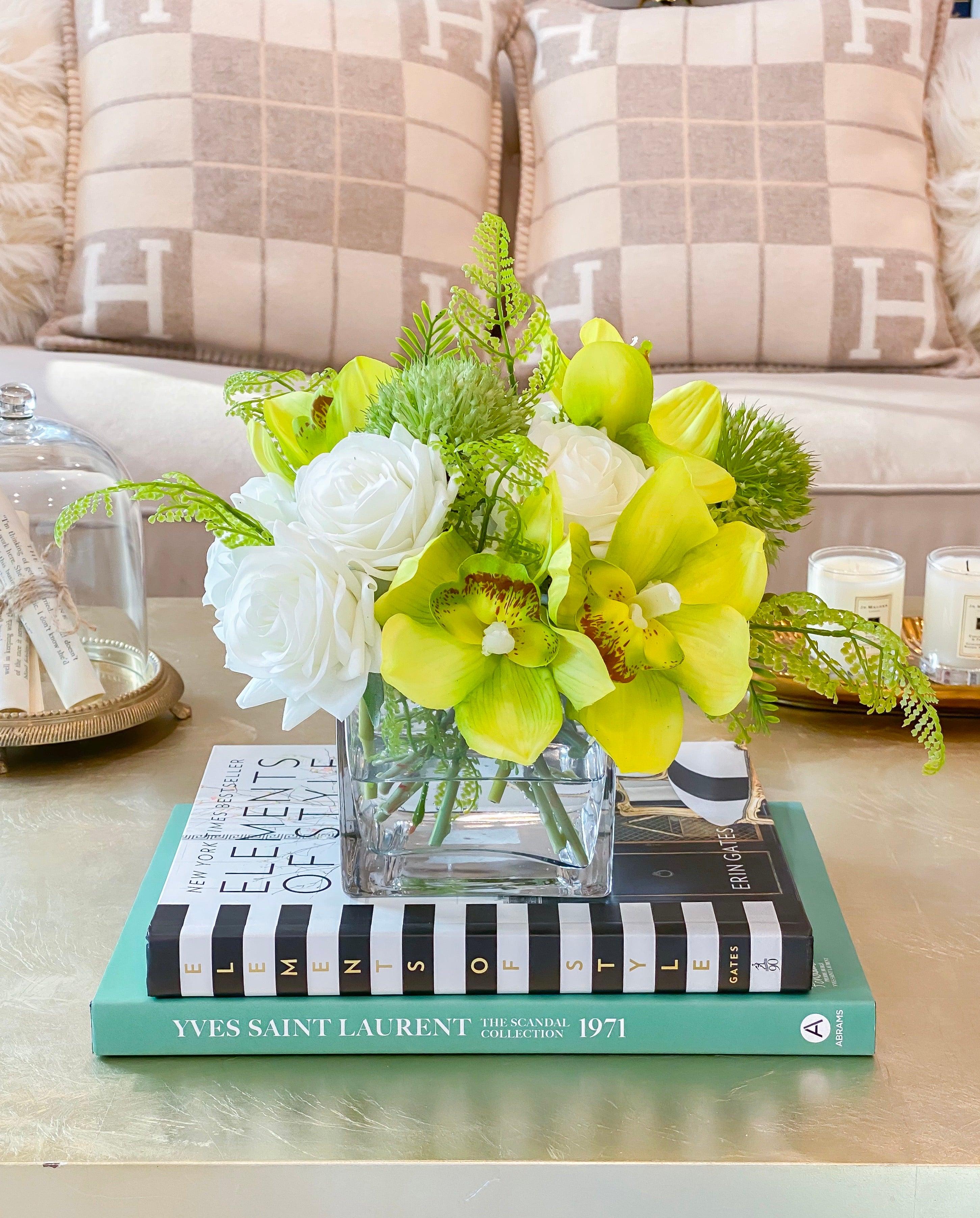 Real Touch Centerpiece-Rose Real Touch Flower Arrangement- Table Centerpiece-Orchid Floral Arrangement-Rose Arrangement-Green arrangement - Flovery