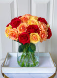 Large Real Touch Roses Red Yellow Orange - Flovery