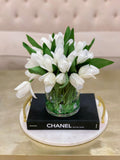 12-in White Real Touch Tulip Arrangement - Flovery