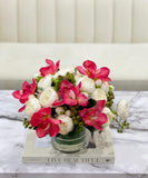 Pink Silk Orchid Peony Arrangement - Flovery