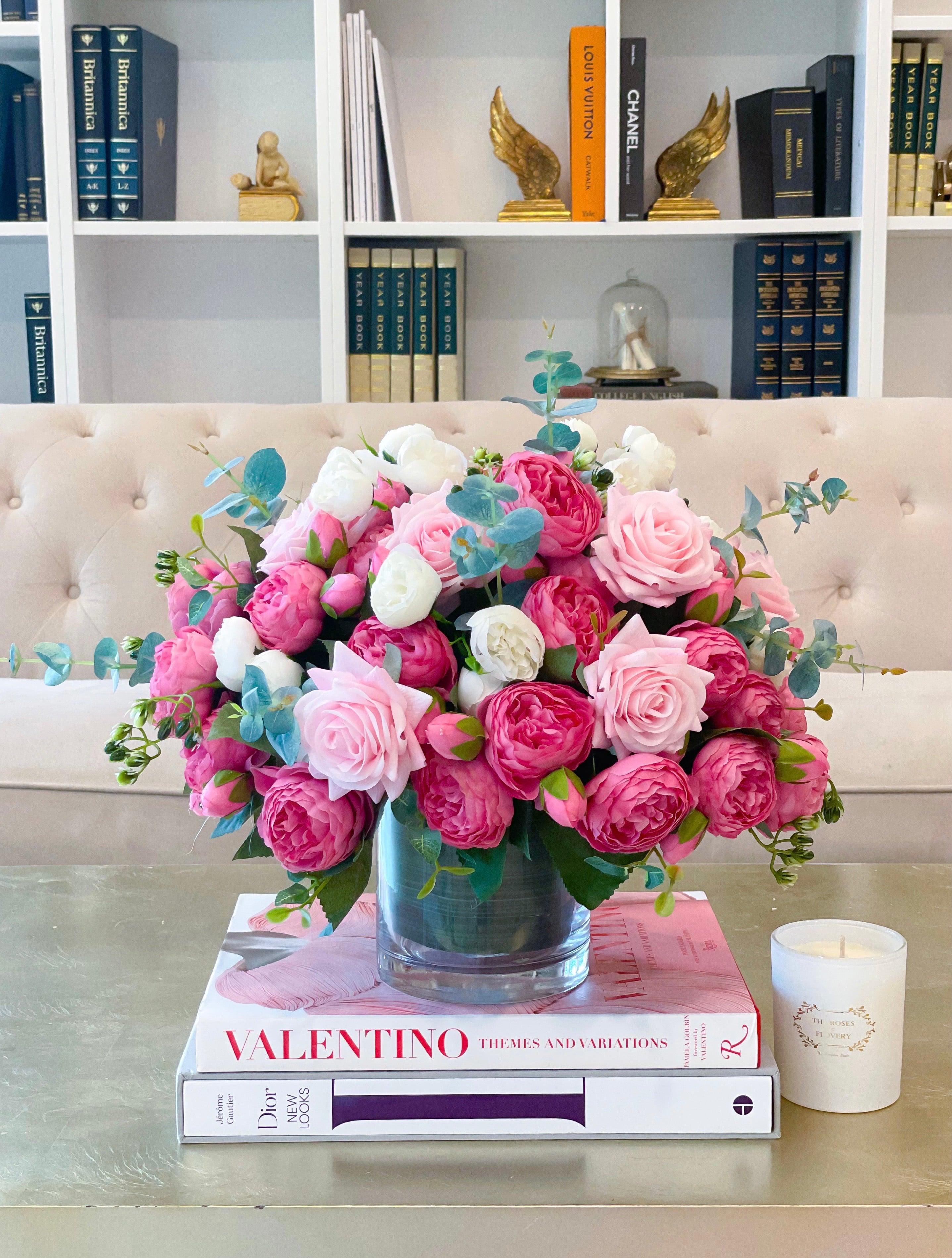 Large Pink Rose Peony Centerpiece - Flovery Main image