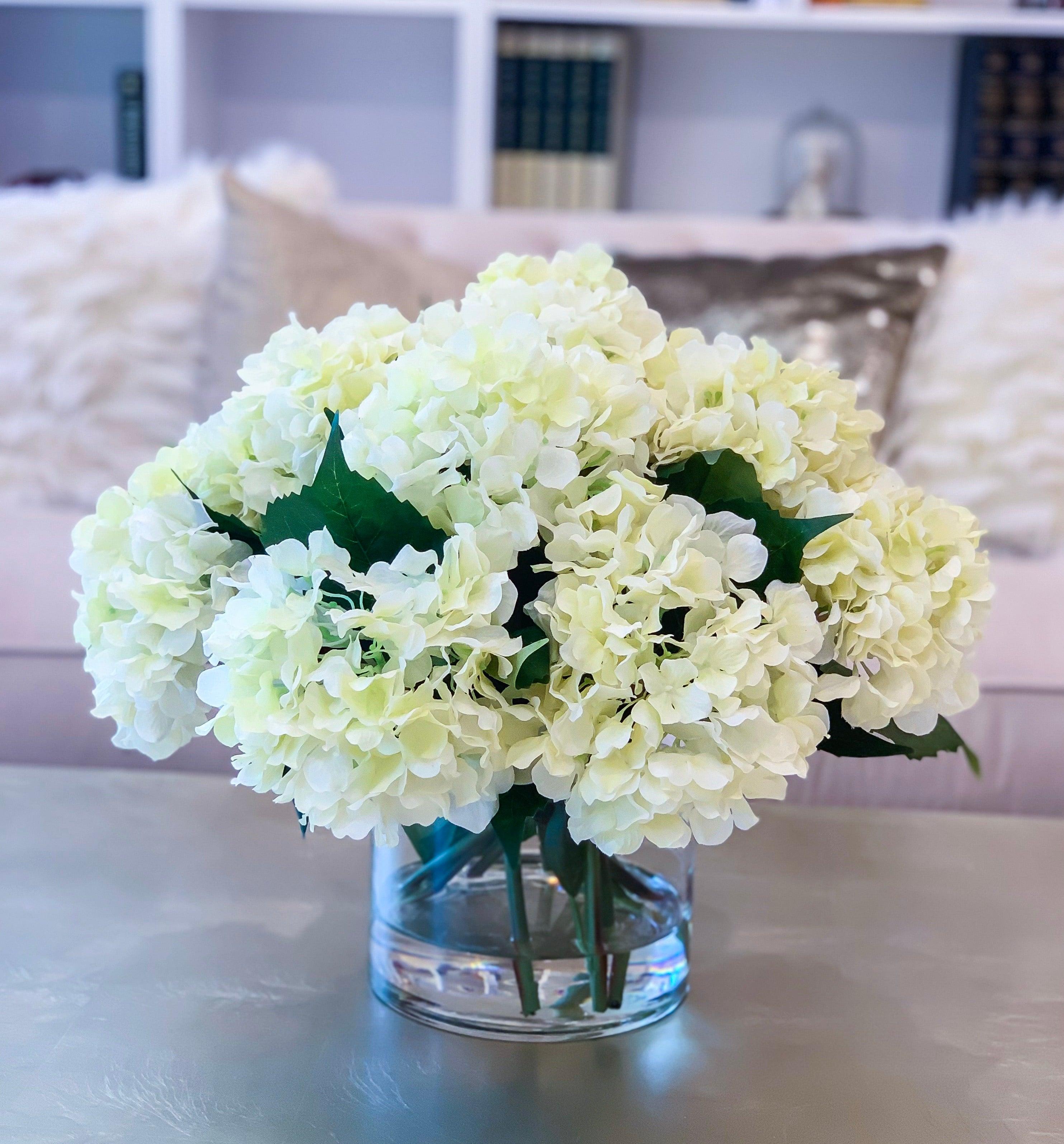 Large Real Touch White Hydrangea In Round Vase Secondary image