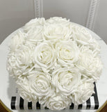 Real Touch White Rose Centerpiece Round Vase - Flovery