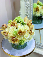 30 Real Touch White Cream Roses Orchids Centerpiece - Flovery