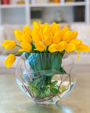 Large Yellow Real Touch Tulip Arrangement-Tulip Real Touch Flower Arrangement-Tulip Centerpiece-Faux Tulip Centerpiece- Yellow Flower Center - Flovery