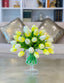 Real Touch Tulips Centerpiece Footed Vase - Flovery