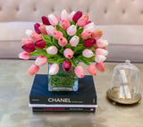 Faux Real Touch Tulips Centerpiece for Dining Table  Pink Tulip Artificial Arrangement - Flovery