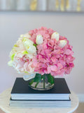 Pink Peony Tulip Hydrangea Centerpiece