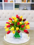 Tulips Real Touch Centerpiece-Real Touch Flower Arrangement-Spring Real Touch Tulip Arrangement-Faux Tulip Arrangement-Dinning Arrangement - Flovery
