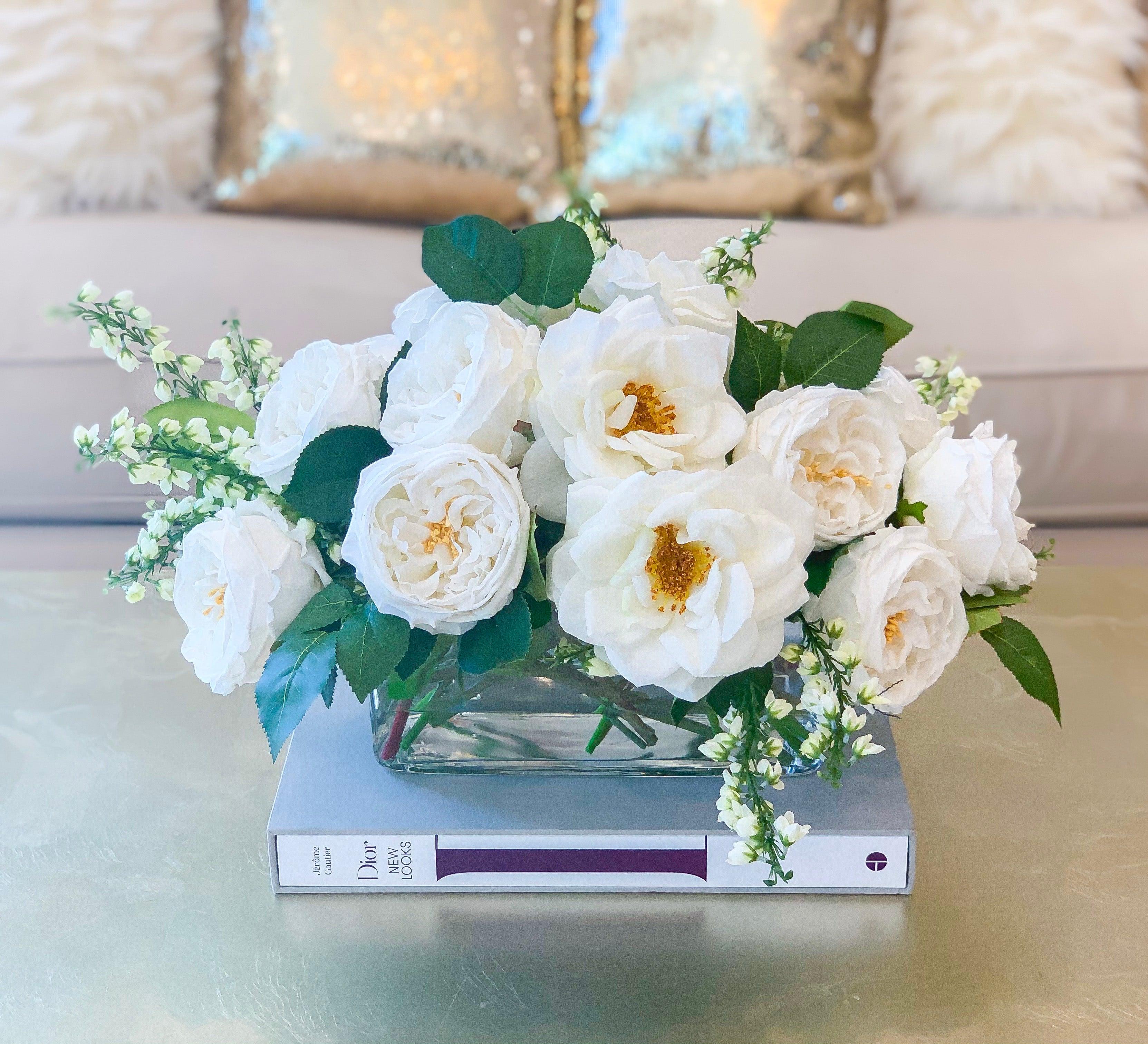 Elegant Long Centerpiece All Real Touch Flowers Arrangement - Home Decor By Flovery - Flovery