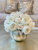 Large REAL TOUCH Rose Centerpiece Gold-Cream/Ivory Rose Arrangement English Roses-Large Floral Arrangement-Large Table Centerpiece - Flovery