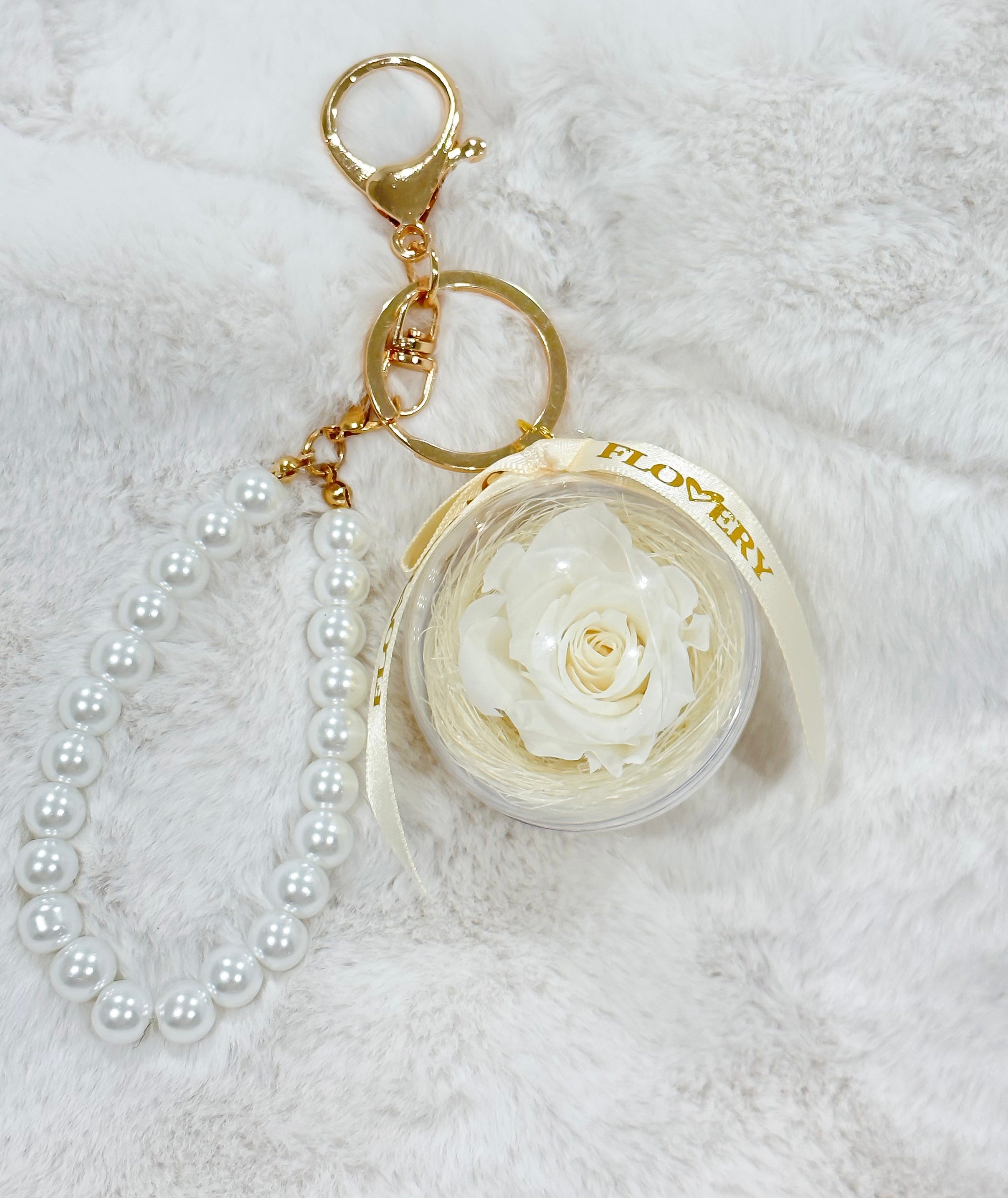 Eternity Preserved Rose Keychain/Bag charm - Flovery