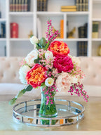 Large Real Touch Flower Arrangement-Large Dining Table Centerpiece-Real Touch Pink/Magenta Peony Centerpiece-Tulip Hydrangea Centerpiece - Flovery