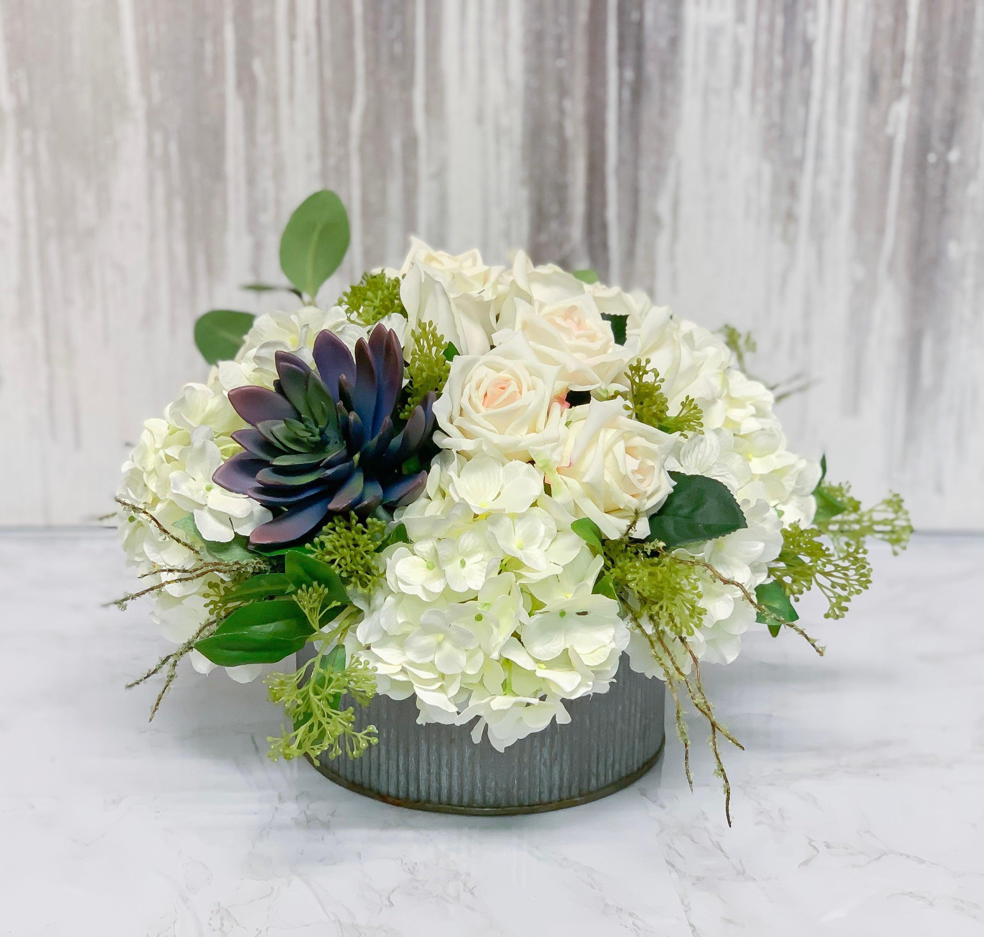White Silk Hydrangea Centerpiece Secondary image