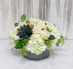 Centerpiece Arrangement - Real Touch White Rose Mixed Finest Artificial Cactus And Hydrangea - Flovery