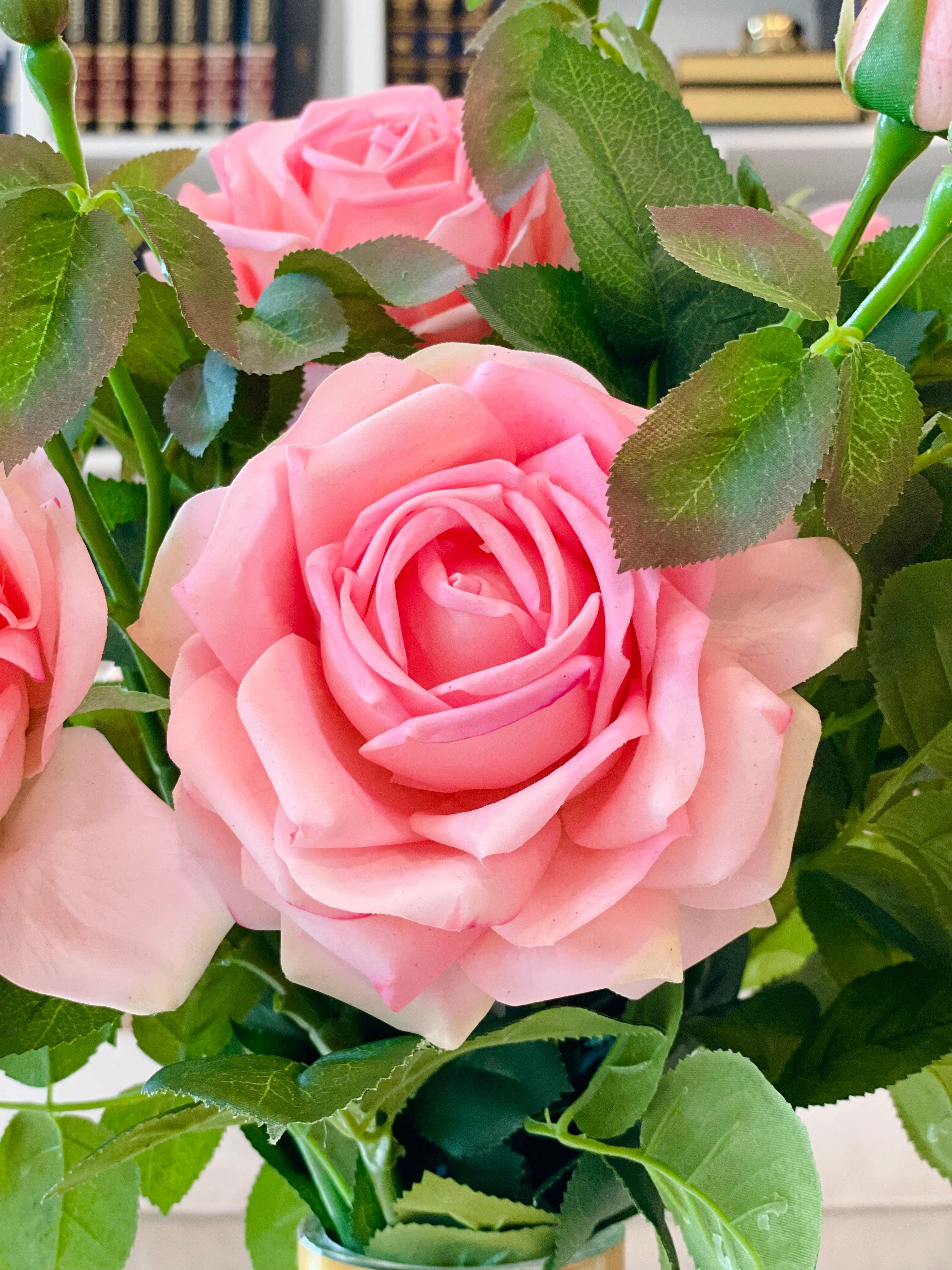 Real Touch English Roses Arrangement Tall Vase - Flovery