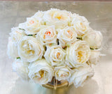 Large REAL TOUCH Rose Centerpiece Gold-Cream/Ivory Rose Arrangement English Roses-Large Floral Arrangement-Large Table Centerpiece - Flovery