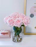 Tall Real Touch Large Rose Centerpiece in Glass Vase