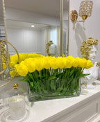 21-in Modern Real Touch Faux Tulips Arrangement in Long Vase - Flovery