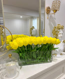 21-in Modern Real Touch Faux Tulips Arrangement in Long Vase - Flovery