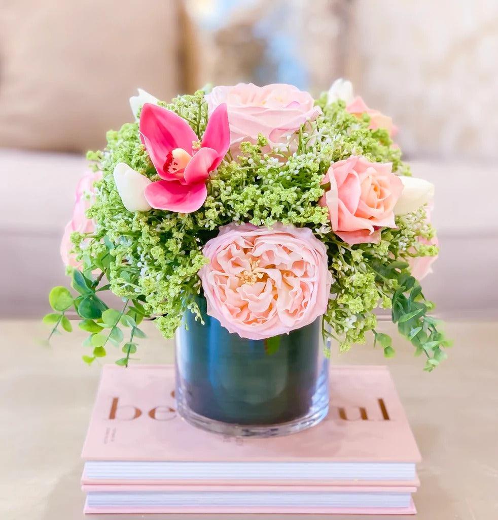 Real Touch Austin Rose Garden Arrangement - Flovery