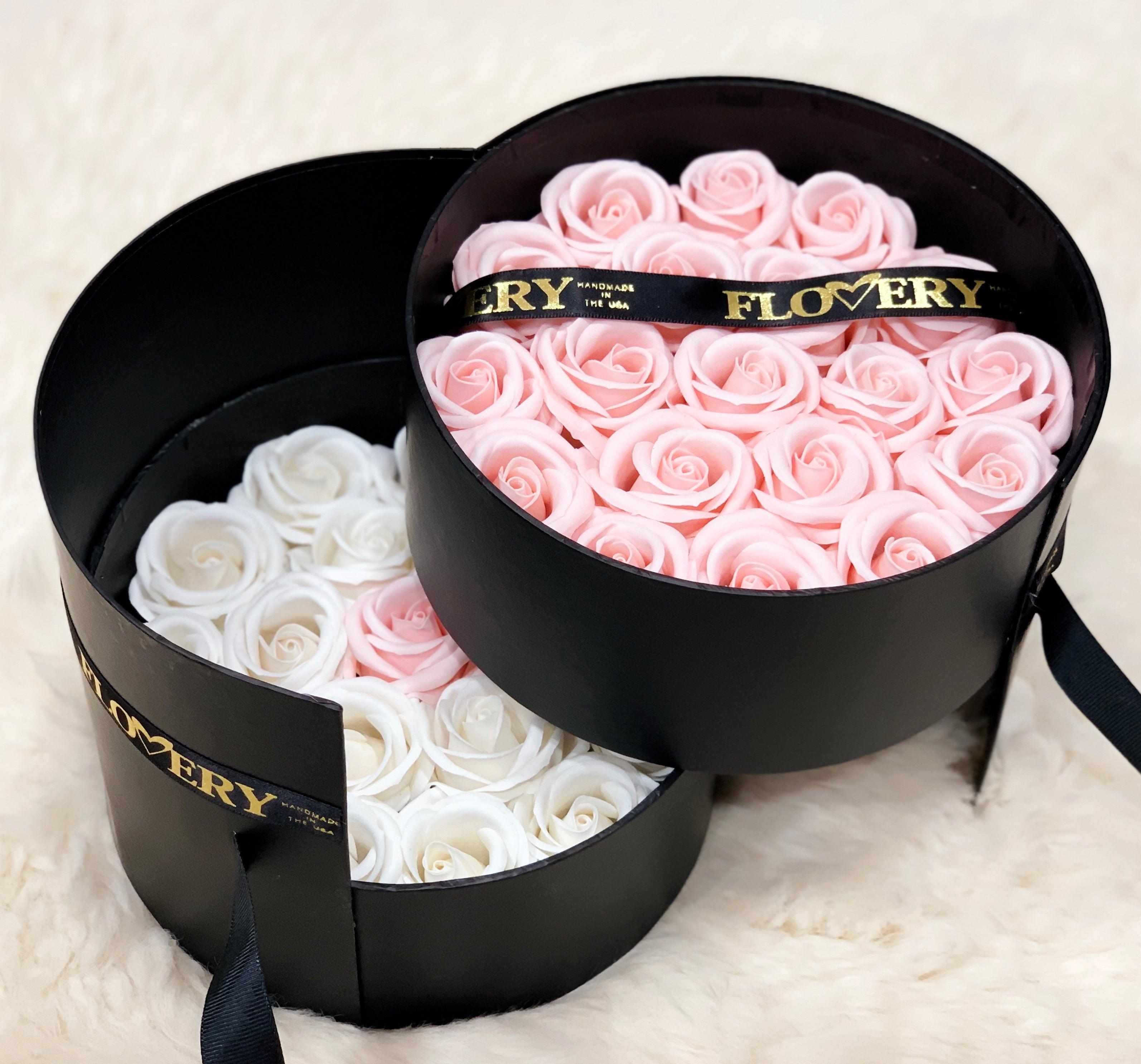 Scented Soap Mixed White and Flovery Pink Rose In Elegant Double Gift Box Secondary image