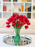 Large Real Touch Tulip Arrangement-Red Tulips Centerpiece-Faux Flower-Silk FlowerCenterpieces Artificial Arrangements - Flovery