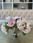 Finest REAL TOUCH Magnolia/Hydrangea Arrangement - pink/white/blush Real Touch Hydrangea -Faux Magnolia Arrangement - Magnolia Centerpieces - Flovery