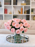 18" Large Real Touch Centerpiece-Pink Centerpiece-Dinning Room Centerpiece -Artificial Flower-Faux Floral Arrangement-Large Size Austin Rose - Flovery