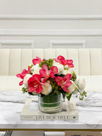 Pink Silk Orchid Peony Arrangement - Flovery