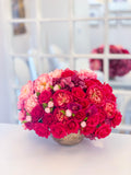 Large Real Touch Rose Orchid Hydrangea Centerpiece Gold - Flovery