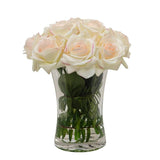 Tall Real Touch Ivory Roses Pink Tipped Arrangement - Flovery