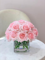 20 Real Touch Pink Roses Arrangement - Flovery