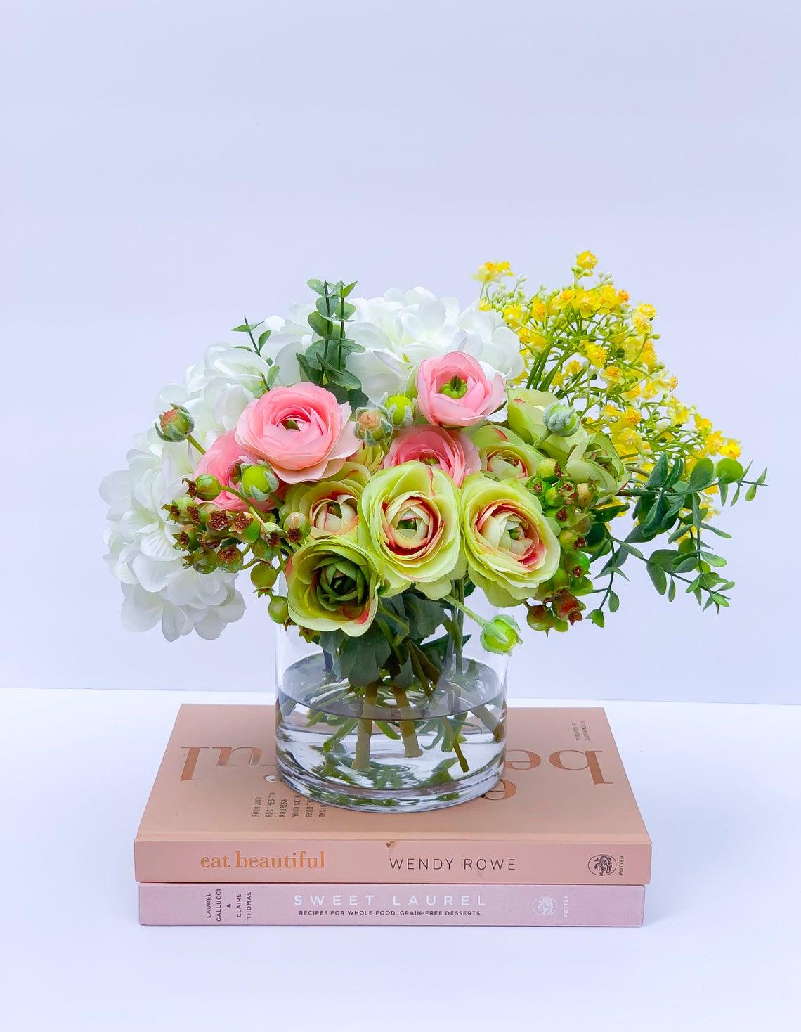 French Country Ranunculus Hydrangea Arrangement - Flovery Main image