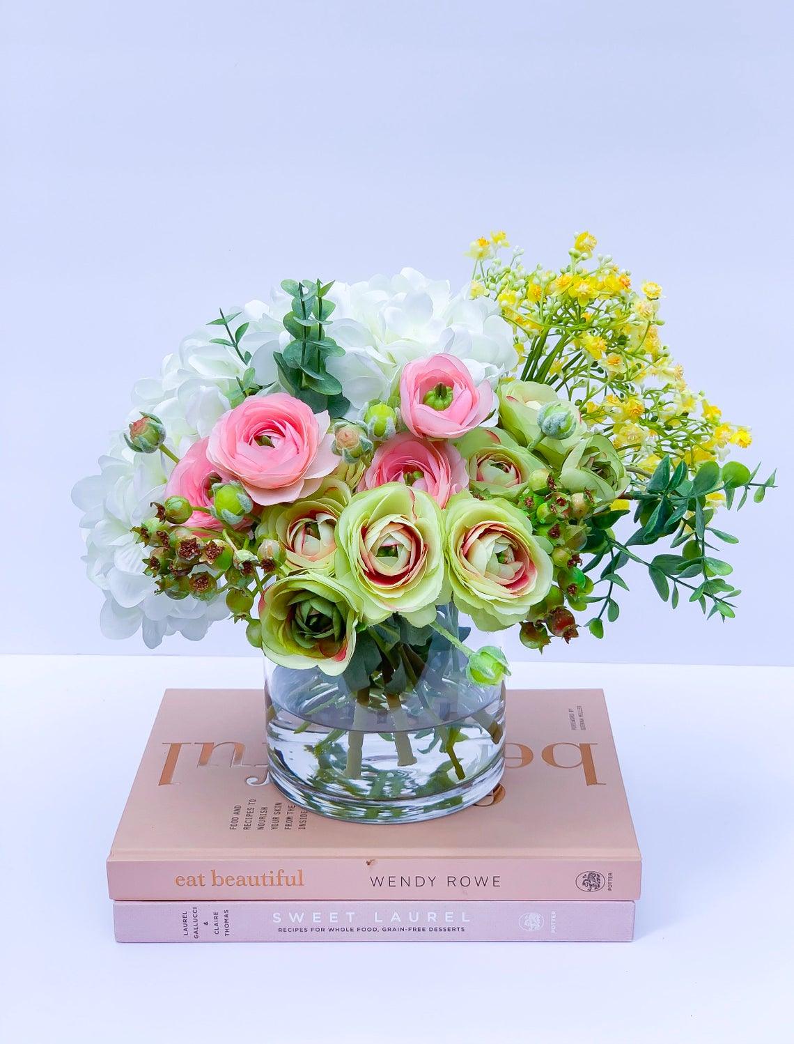 French Country Ranunculus Hydrangea Arrangement Secondary image